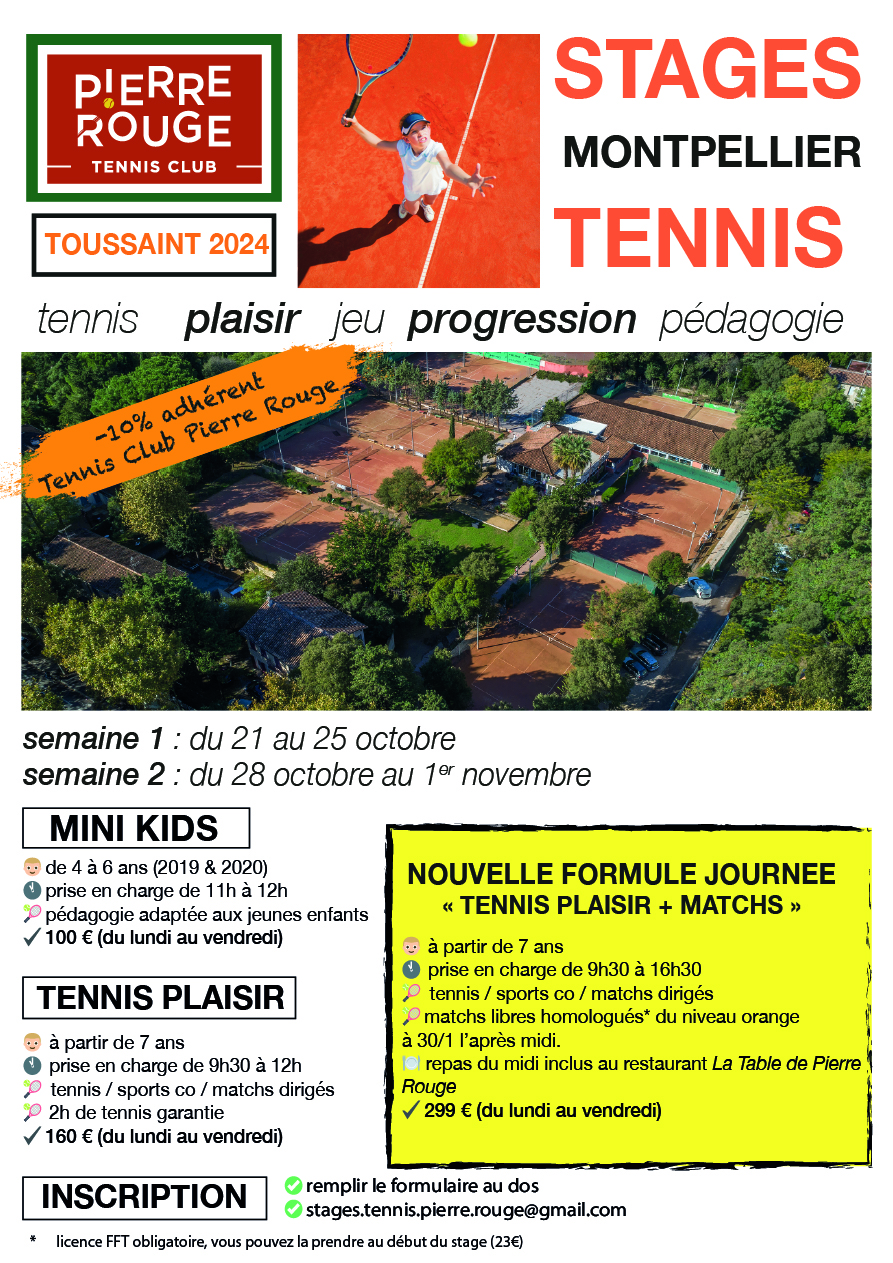 Stages Tennis Jeunes Montpellier Toussaint Octobre 2024